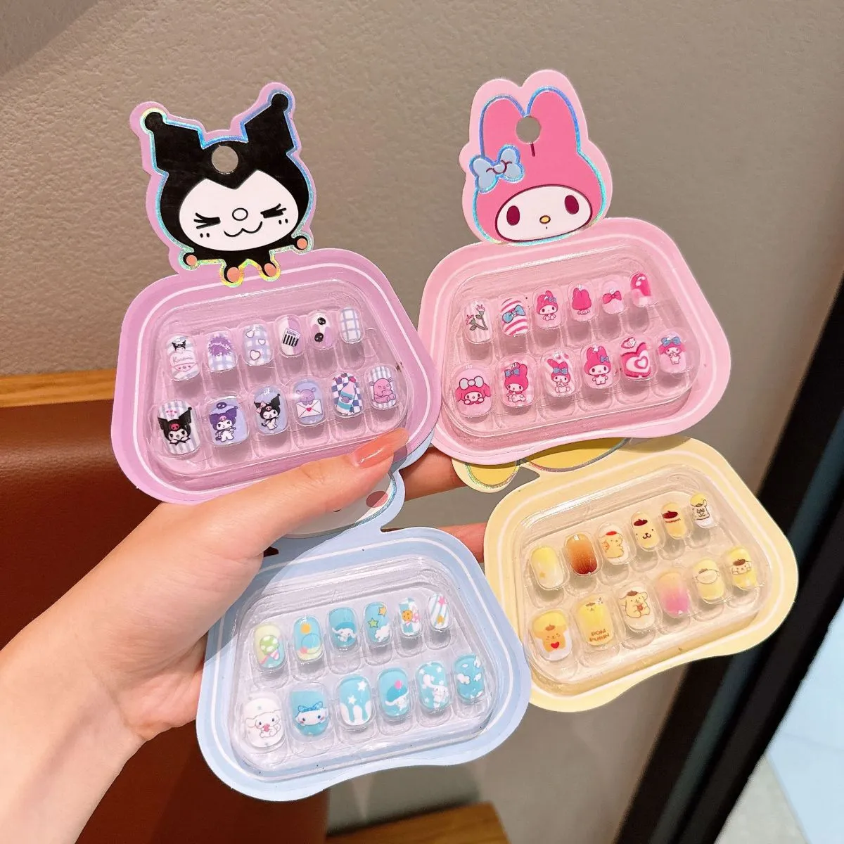 Safe Non-Toxic Kids Press-On Nails – Cute Cartoon Nail Stickers for Toddler Girls, Waterproof Adhesive Fake Nails, Gentle Peel-Off Nail Decals for Children, Fun Baby Manicure Set